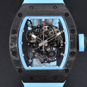 RM055 Real NTPT 42.7mm BBRF Blue Skeleton Dial Blue Rubber Strap RMUL2