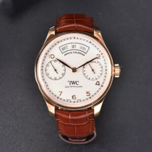 Portuguese Real PR Annual Calendar IW503504 ZF 44MM RG White Dial Brown Leather Strap A5280 - Image 3