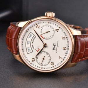 Portuguese Real PR Annual Calendar IW503504 ZF 44MM RG White Dial Brown Leather Strap A5280 - Image 13