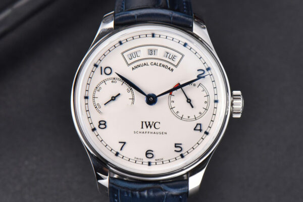 Portuguese Real PR Annual Calendar IW503502 ZF 44MM White Dial Blue Leather Strap A5280