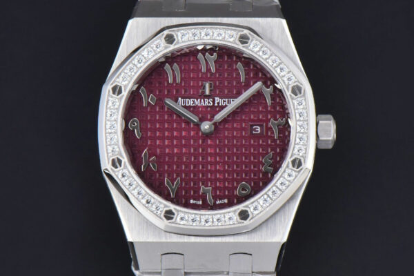 Royal Oak Ladies 67651ST 33mm ZF SS Diamond Red Arabic Dial SS Bracelet Quartz