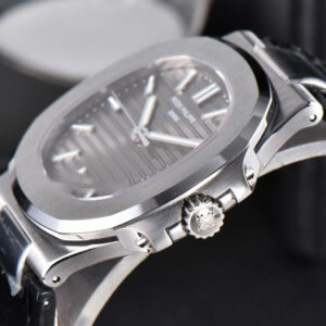 Nautilus 5711 40MM 3KF Gray Dial Black Leather Strap A324 V3 - Image 5
