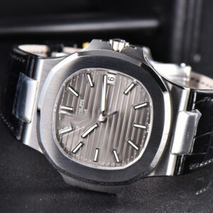 Nautilus 5711 40MM 3KF Gray Dial Black Leather Strap A324 V3 - Image 7