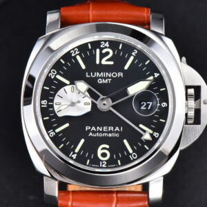 PAM088 GMT 44mm VSF Black Dial Brown Leather Strap P9001
