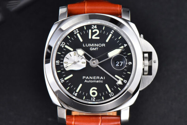PAM088 GMT 44mm VSF Black Dial Brown Leather Strap P9001