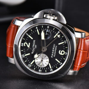 PAM088 GMT 44mm VSF Black Dial Brown Leather Strap P9001 - Image 12