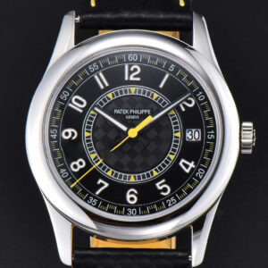 Calatrava 6007G 40mm ZF Black Dial Yellow Hand Nylon Strap 9015