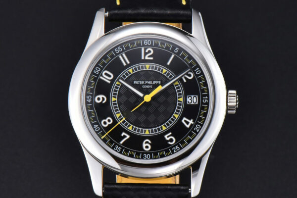 Calatrava 6007G 40mm ZF Black Dial Yellow Hand Nylon Strap 9015