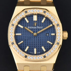 Royal Oak Ladies 67651BA 33mm ZF YG Diamond Blue Dial Blue Bracelet Quartz