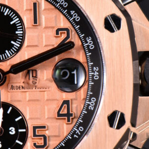 Royal Oak Offshore 26470OR RG JF 44MM YG Dial Black Subdial Black Leather Strap A3126 - Image 14