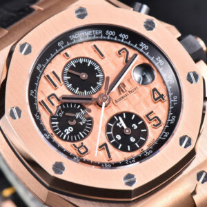 Royal Oak Offshore 26470OR RG JF 44MM YG Dial Black Subdial Black Leather Strap A3126 - Image 15