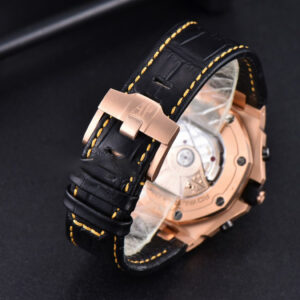 Royal Oak Offshore 26470OR RG JF 44MM YG Dial Black Subdial Black Leather Strap A3126 - Image 21