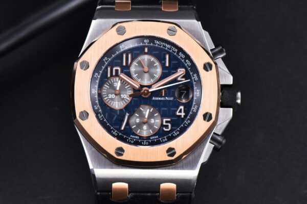 Royal Oak Offshore 26471SR RG JF 44MM Blue Dial Black Leather Strap A3126