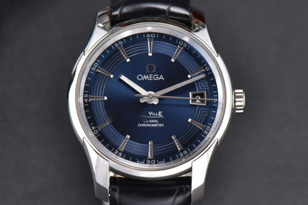 De Ville Hour Vision VSF 41MM Blue/Silver Dial Black Croco Strap A8500