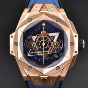Big Bang Sang Bleu II Chrono RG 45mm BBF Blue Skeleton Dial Blue Rubber Strap HUB1240