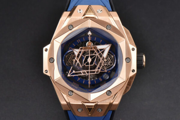 Big Bang Sang Bleu II Chrono RG 45mm BBF Blue Skeleton Dial Blue Rubber Strap HUB1240