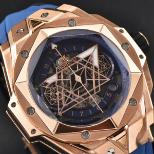 Big Bang Sang Bleu II Chrono RG 45mm BBF Blue Skeleton Dial Blue Rubber Strap HUB1240 - Image 10
