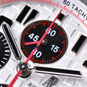 Royal Oak Offshore 26170ST JF 42MM White Dial Red Hands Black Leather Strap A7750 V3 - Image 11