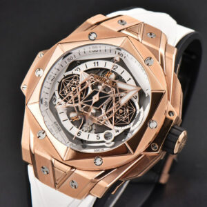 Big Bang Sang Bleu II Chrono RG 45mm BBF White Skeleton Dial White Rubber Strap HUB1240 - Image 9