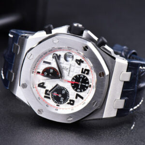 Royal Oak Offshore 26170ST JF 42MM White Dial Red Hands Black Leather Strap A7750 V3 - Image 18