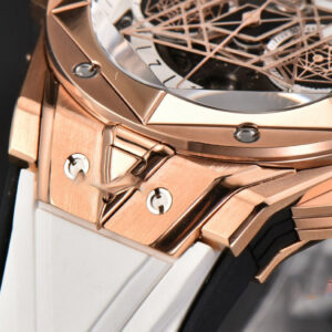 Big Bang Sang Bleu II Chrono RG 45mm BBF White Skeleton Dial White Rubber Strap HUB1240 - Image 16