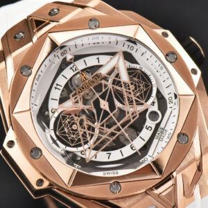 Big Bang Sang Bleu II Chrono RG 45mm BBF White Skeleton Dial White Rubber Strap HUB1240 - Image 18