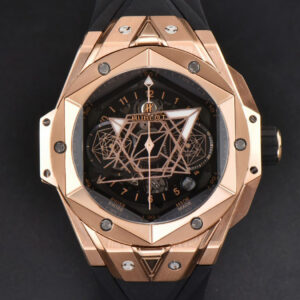 Big Bang Sang Bleu II Chrono RG 45mm BBF Black Skeleton Dial Black Rubber Strap HUB1240