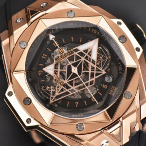 Big Bang Sang Bleu II Chrono RG 45mm BBF Black Skeleton Dial Black Rubber Strap HUB1240 - Image 15