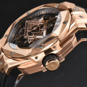Big Bang Sang Bleu II Chrono RG 45mm BBF Black Skeleton Dial Black Rubber Strap HUB1240 - Image 18