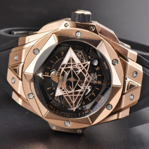 Big Bang Sang Bleu II Chrono RG 45mm BBF Black Skeleton Dial Black Rubber Strap HUB1240 - Image 19