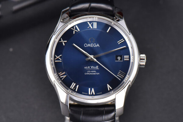 De Ville Hour Vision VSF 41MM Blue Dial Black Croco Strap A8500