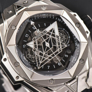 Big Bang Sang Bleu II Chrono Ti 45mm BBF Black Skeleton Dial Black Rubber Strap HUB1240 - Image 9