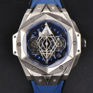 Big Bang Sang Bleu II Chrono Ti 45mm BBF Blue Skeleton Dial Blue Rubber Strap HUB1240