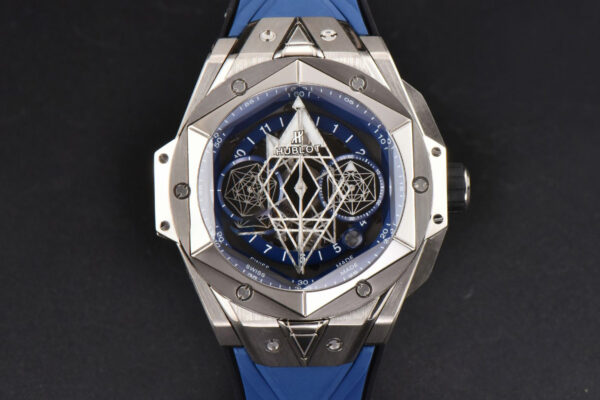 Big Bang Sang Bleu II Chrono Ti 45mm BBF Blue Skeleton Dial Blue Rubber Strap HUB1240