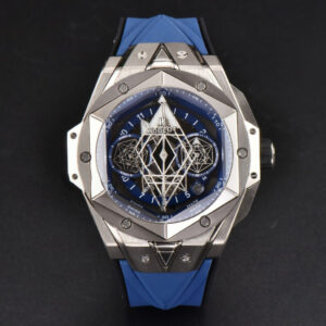 Big Bang Sang Bleu II Chrono Ti 45mm BBF Blue Skeleton Dial Blue Rubber Strap HUB1240 - Image 6