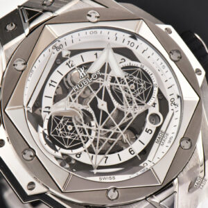 Big Bang Sang Bleu II Chrono Ti 45mm BBF White Skeleton Dial White Rubber Strap HUB1240 - Image 15