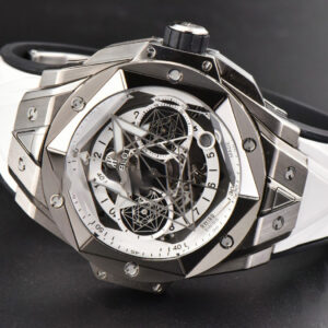 Big Bang Sang Bleu II Chrono Ti 45mm BBF White Skeleton Dial White Rubber Strap HUB1240 - Image 16