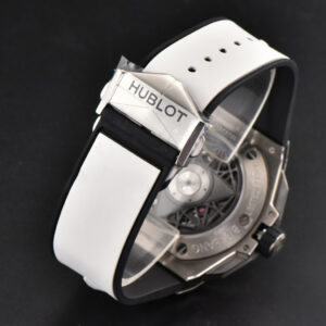 Big Bang Sang Bleu II Chrono Ti 45mm BBF White Skeleton Dial White Rubber Strap HUB1240 - Image 19