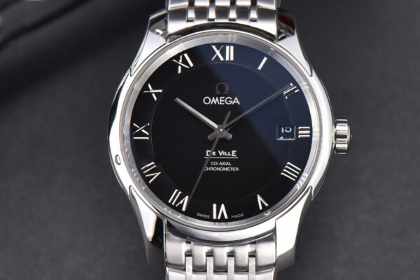 De Ville Hour Vision VSF 41MM Black Dial Stick Marker SS Bracelet A8500