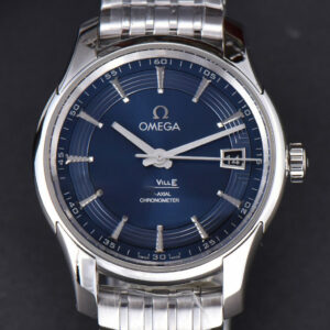De Ville Hour Vision VSF 41MM Blue/Silver Dial Stick Marker SS Bracelet A8500