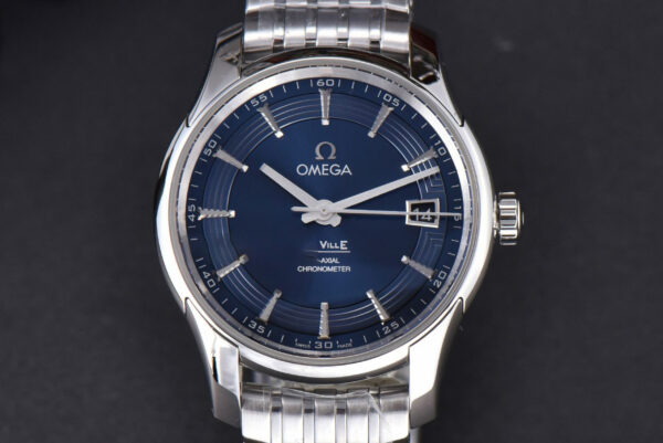 De Ville Hour Vision VSF 41MM Blue/Silver Dial Stick Marker SS Bracelet A8500