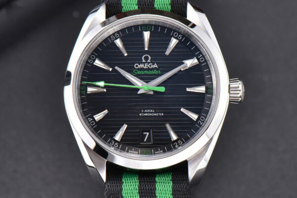 Aqua Terra 150M Master Chronometers VSF 41MM Black Dial Green Hand Nylon Strap A8900