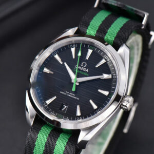 Aqua Terra 150M Master Chronometers VSF 41MM Black Dial Green Hand Nylon Strap A8900 - Image 6