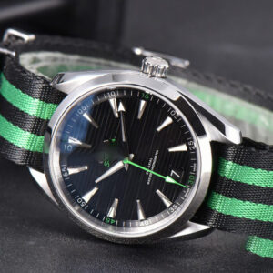 Aqua Terra 150M Master Chronometers VSF 41MM Black Dial Green Hand Nylon Strap A8900 - Image 16