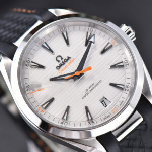 Aqua Terra 150M SeaMaster VSF 41MM White Dial Orange Hands Black Rubber Strap A8900 - Image 4