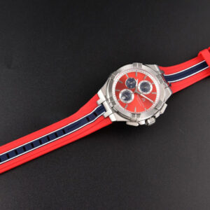 Aikno Chrono 44mm OF Red/Blue Dial Red Rubber Strap Swiss Quartz - Image 3