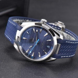 Aqua Terra 150M Master Chronometers VSF 41MM Dark Blue Dial Blue Hand Rubber Strap A8900 - Image 15