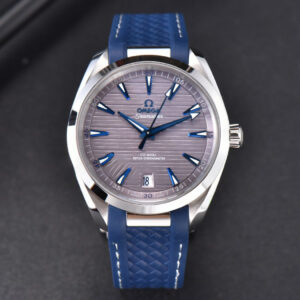 Aqua Terra 150M Seamaster VSF 41MM Gray Dial Blue Hands Blue Rubber Strap A8900 - Image 12