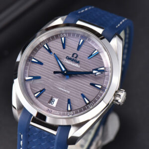 Aqua Terra 150M Seamaster VSF 41MM Gray Dial Blue Hands Blue Rubber Strap A8900 - Image 13