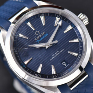 Aqua Terra 150M Seamaster VSF 41MM Blue Dial Silver Hands Blue Rubber Strap A8900 - Image 15